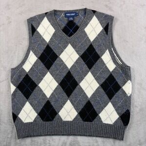 Polo Golf Ralph Lauren Sweater V-Neck Vest Men XL Argyle Alpaca Wool Lambswool